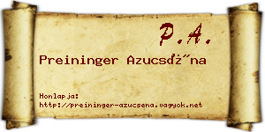 Preininger Azucséna névjegykártya